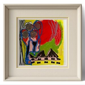 Abstract Art with Red and Yellow Accents - One of a Kind